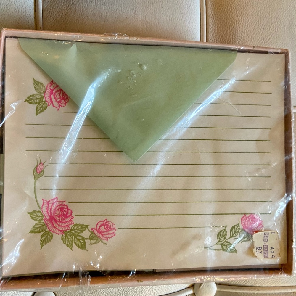 Vintage stationary from the 80s rose print still in packaging